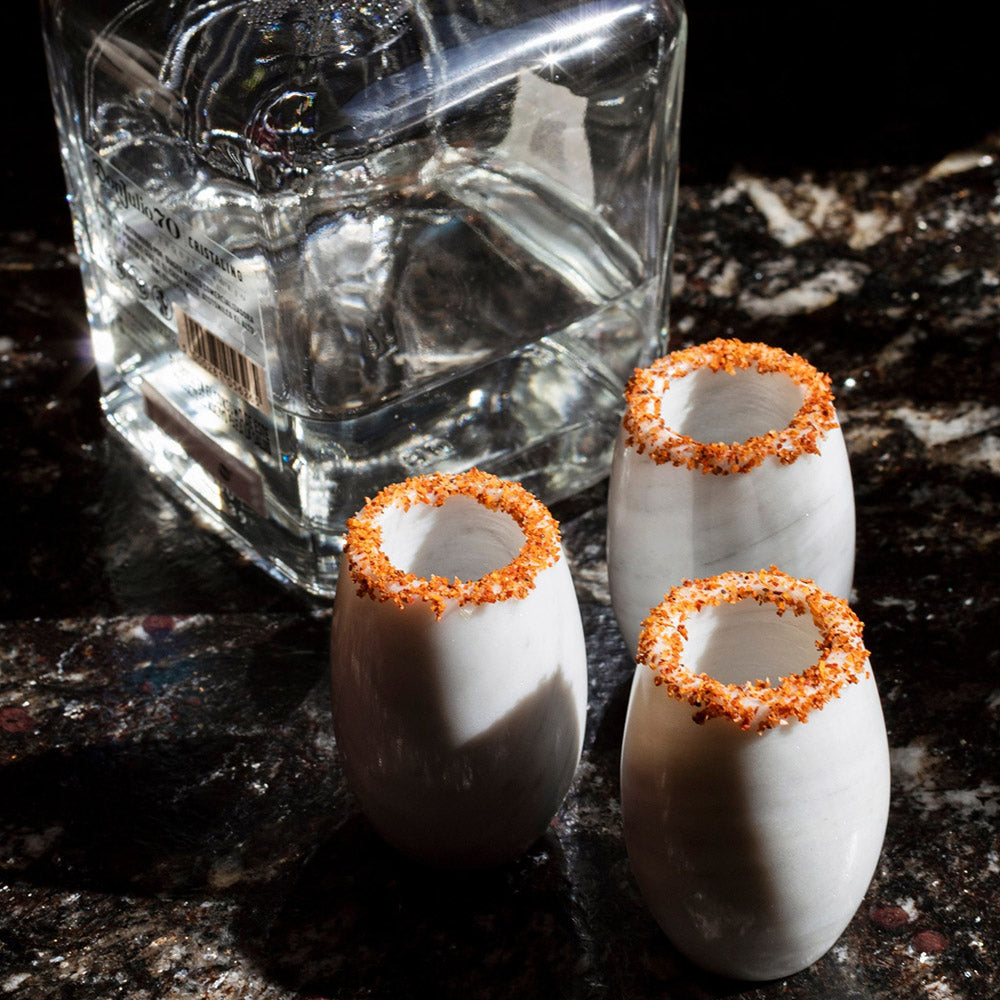 Set de tequileros de marmol